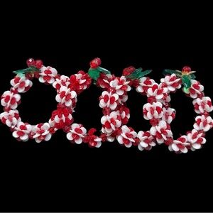 Vintage handmade plastic beaded Christmas ornaments.